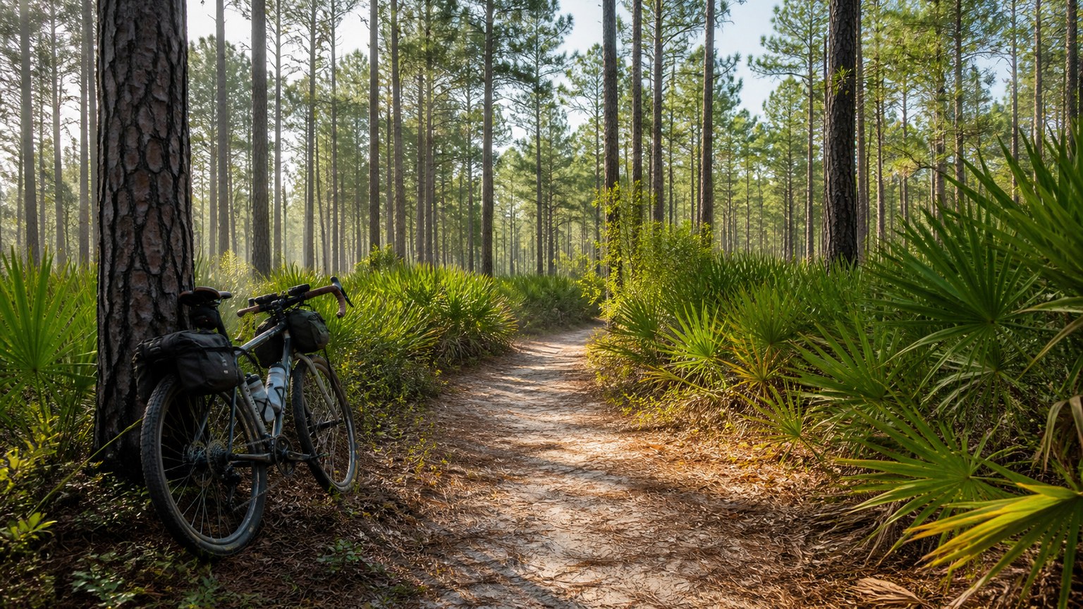 Pine forest trail in Point Washington State Forest