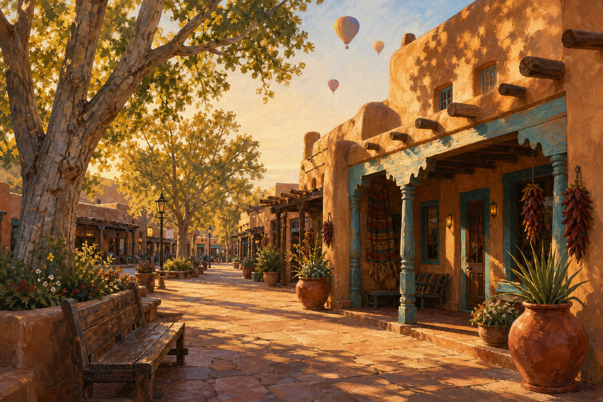 Old Town Albuquerque near adobe hotels, museums, and courtyards