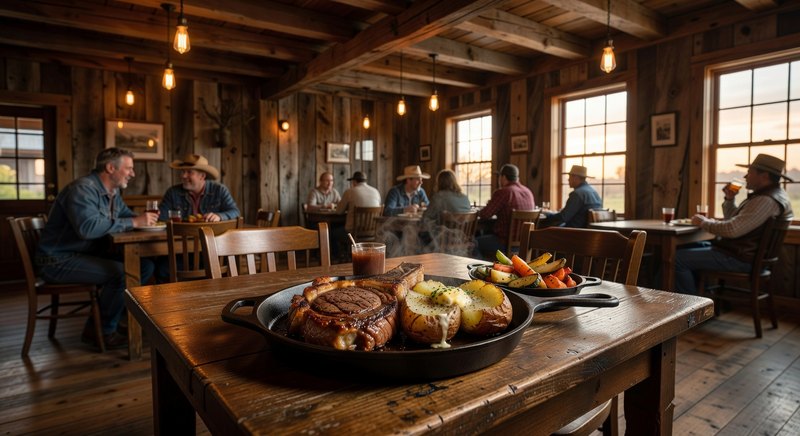 Evening steakhouse table in Amarillo