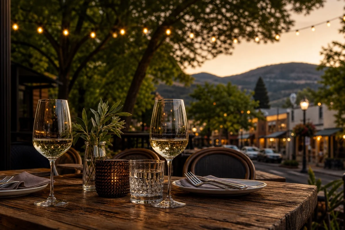 Ashland Oregon dinner table before a theater night