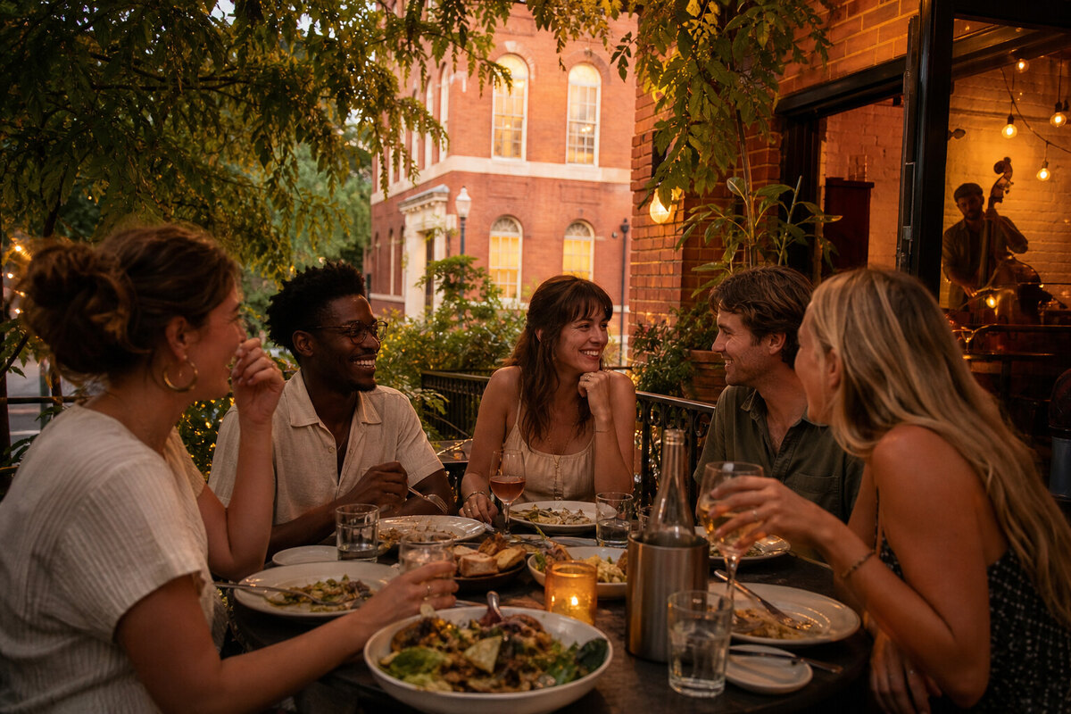 Warm patio dinner in Athens Georgia