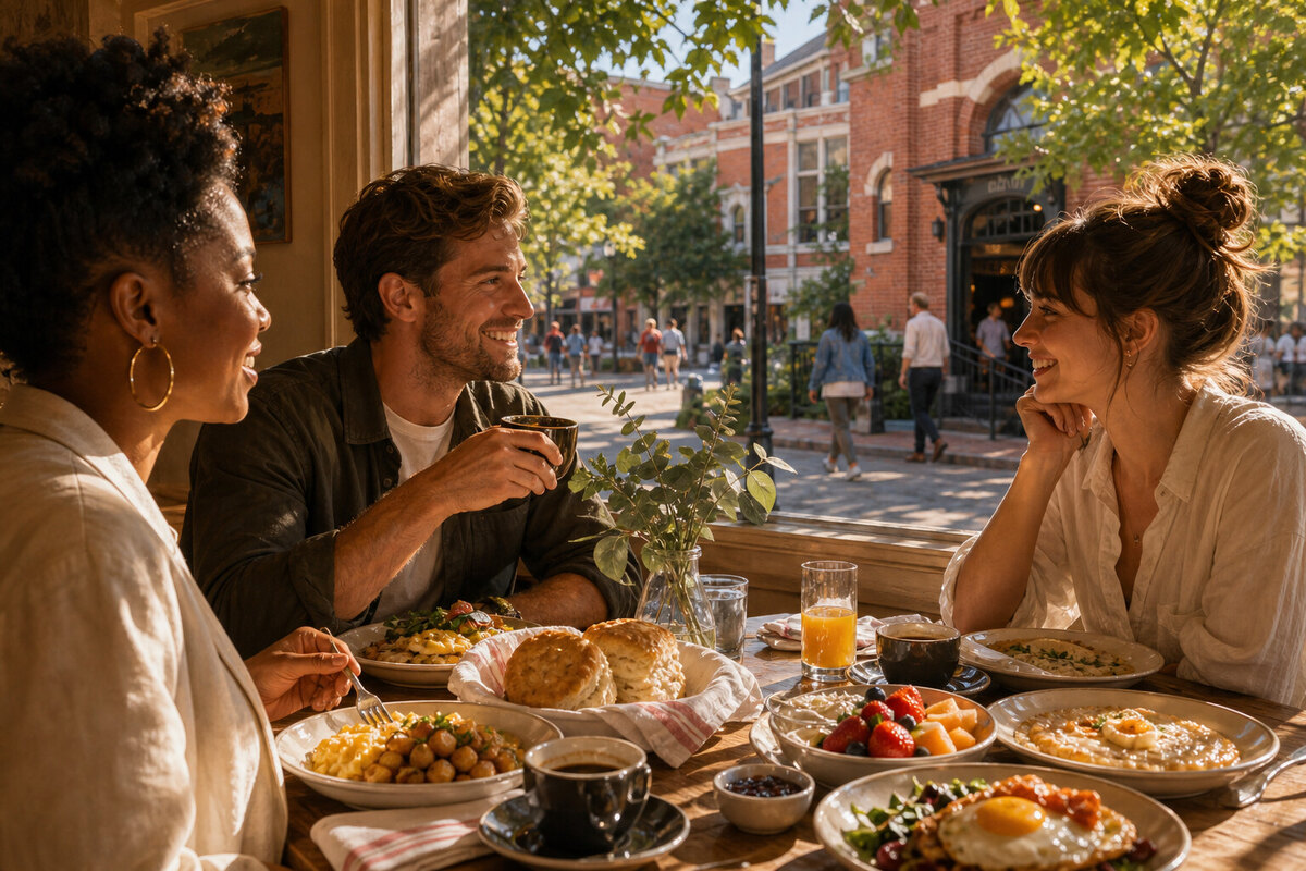 Sunday brunch on a shaded Athens Georgia patio