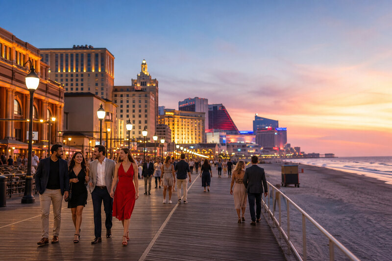 Atlantic City casino resort evening near the boardwalk