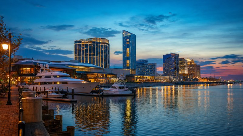 Atlantic City Marina District at blue hour