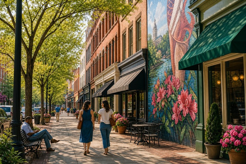 Painterly Broad Street arts district in Augusta