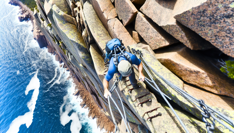 The Precipice Trail iron rungs in Acadia National Park