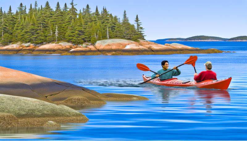 Sea kayaking in Frenchman Bay near Bar Harbor