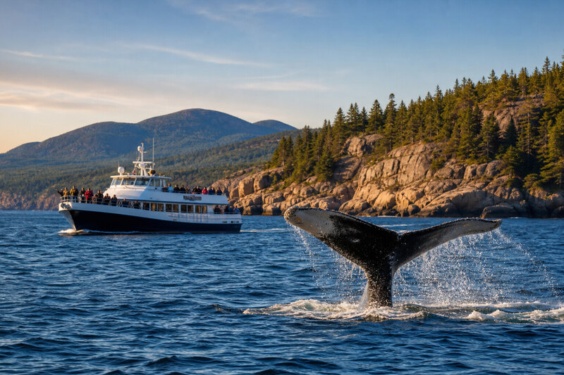 Whale watching off Bar Harbor, Maine