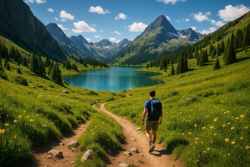 Beaver Creek summer lake and mountain scene