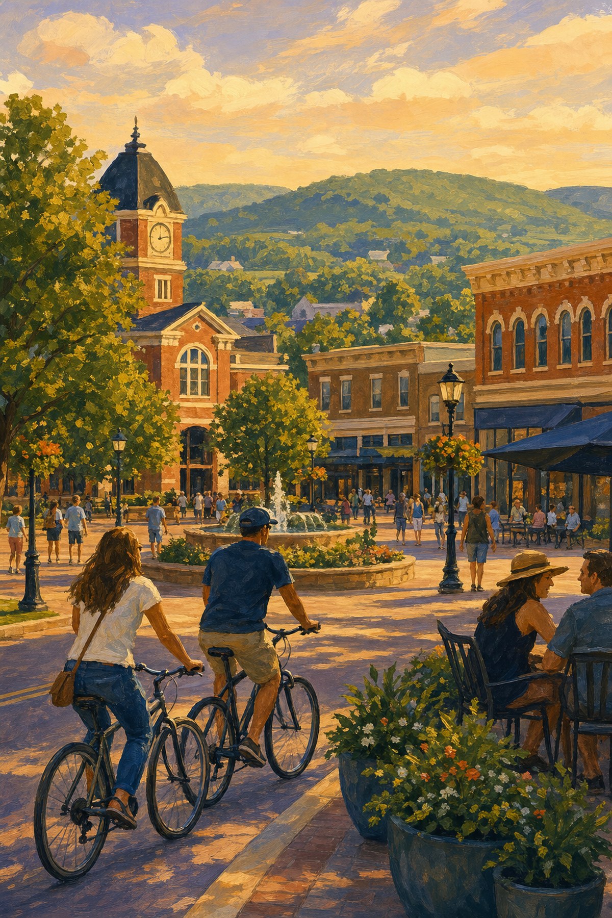 Downtown Bentonville square near restaurants