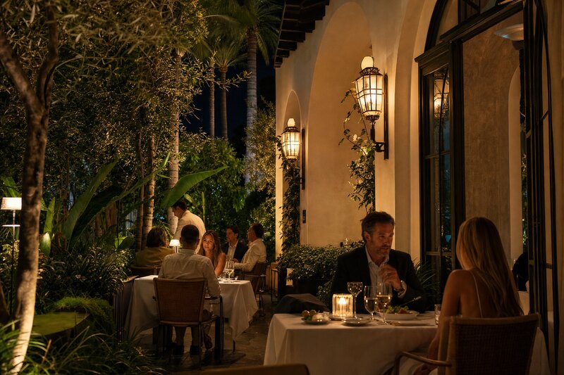 Open-air Southern California restaurant patio