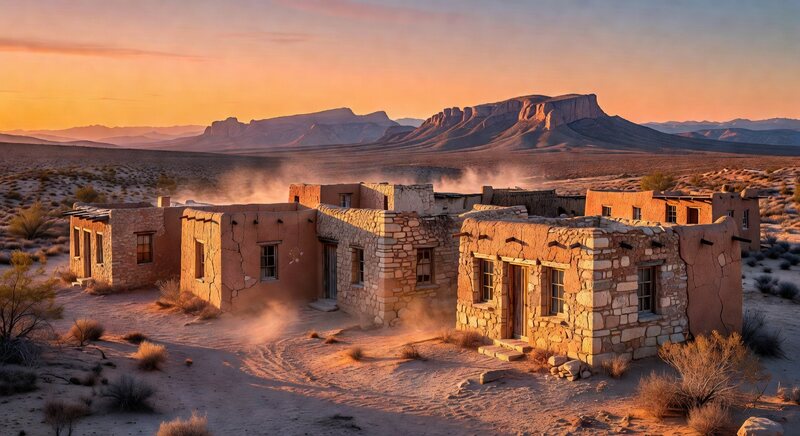 Terlingua ghost town at sunset