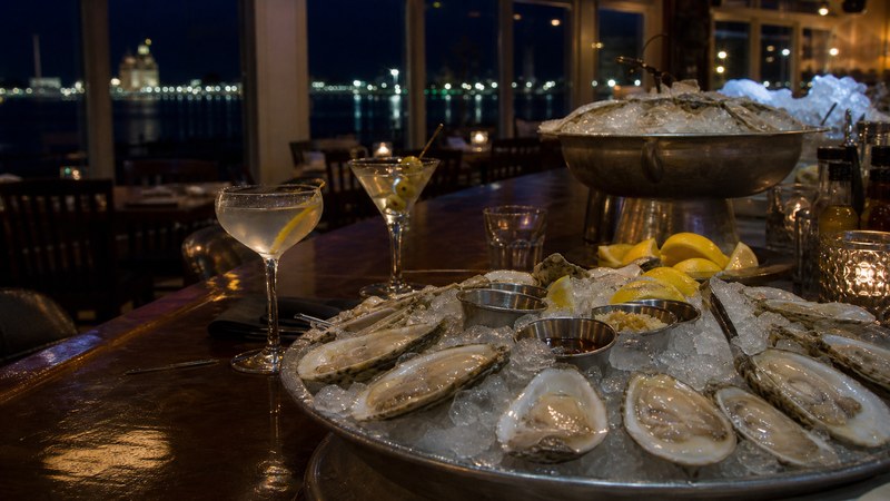 Biloxi oyster bar at night