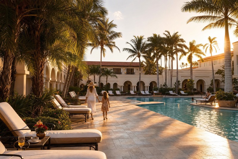 Resort pool courtyard in Boca Raton