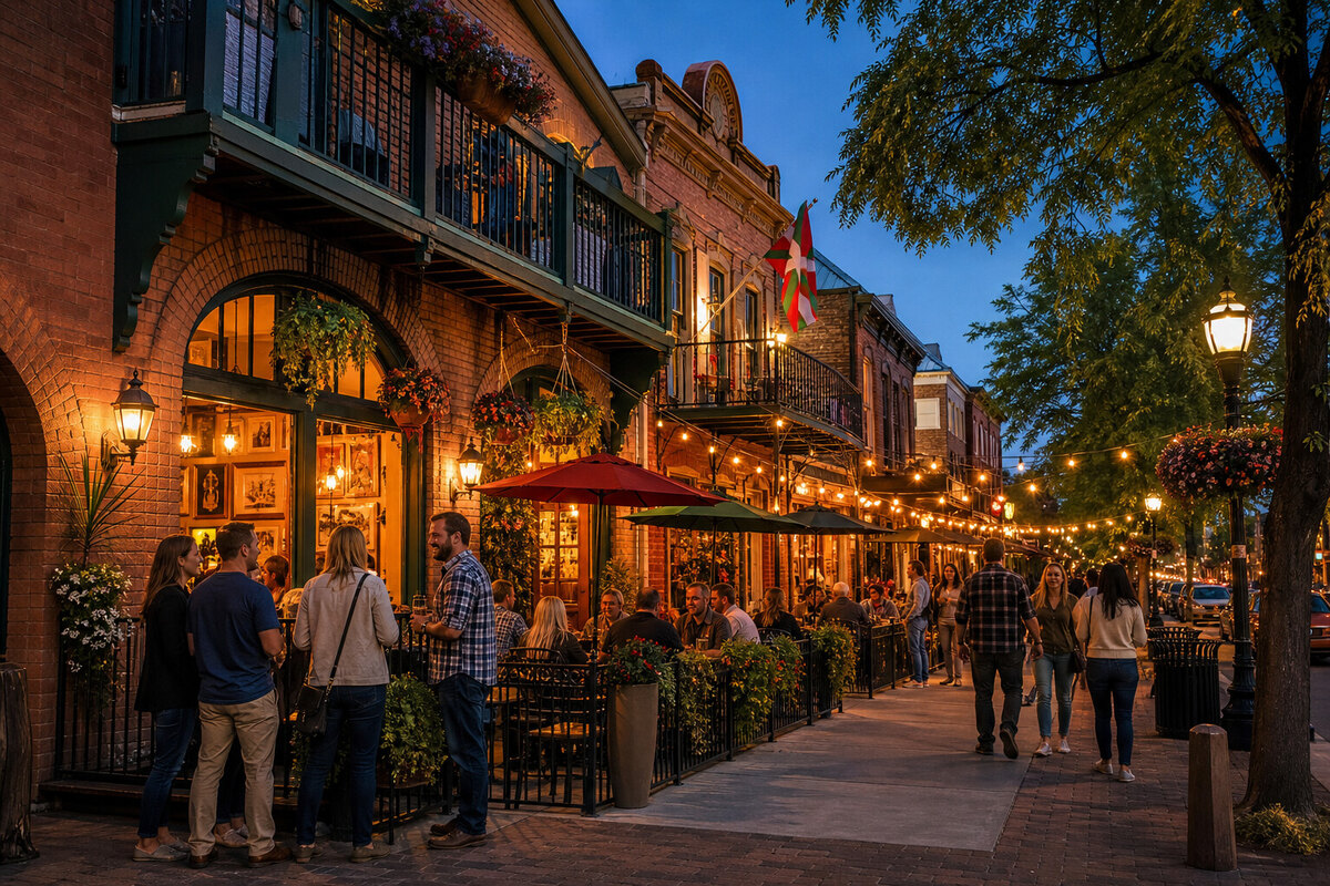 Evening light and pedestrians on Boise's Basque Block