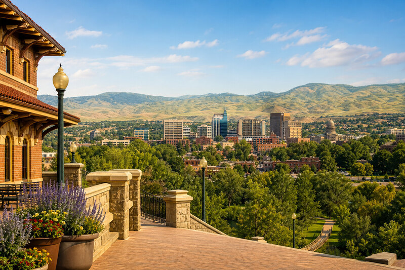 Downtown Boise and the foothills viewed from the Boise Depot