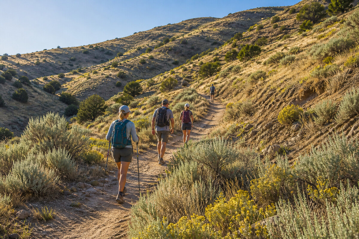 Rocky shared trail in Hulls Gulch above Boise