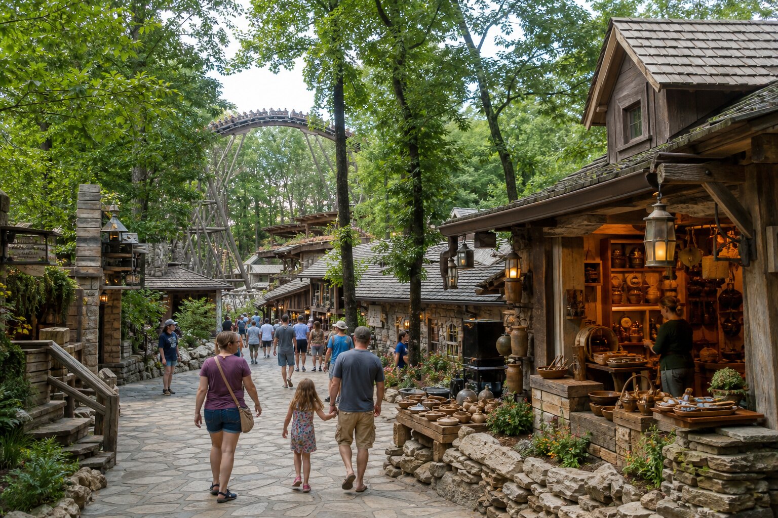 Silver Dollar City among the wooded Ozark hills near Branson
