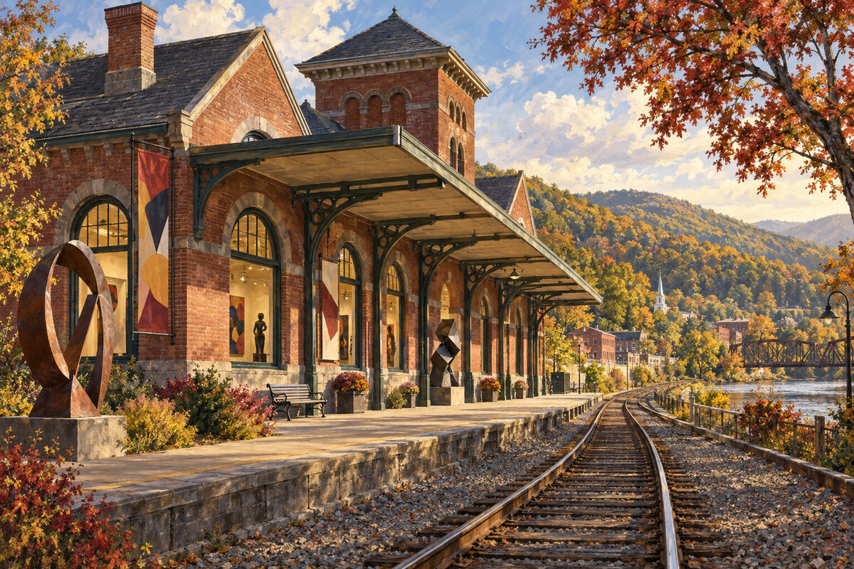Painterly Brattleboro Museum and Art Center in the former Union Station