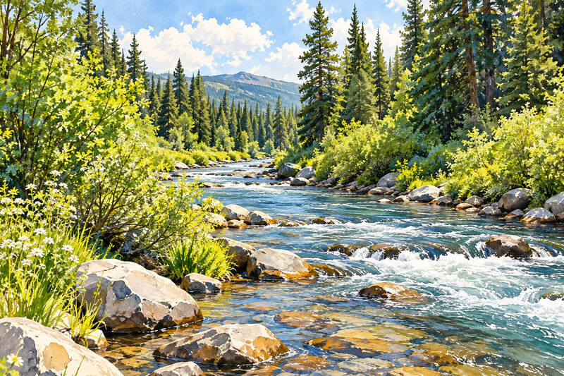 The Blue River in Breckenridge in summer