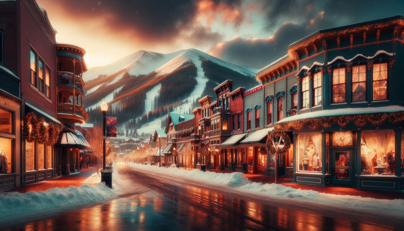 Bivvi Hostel Breckenridge boutique hotel exterior on Main Street in winter