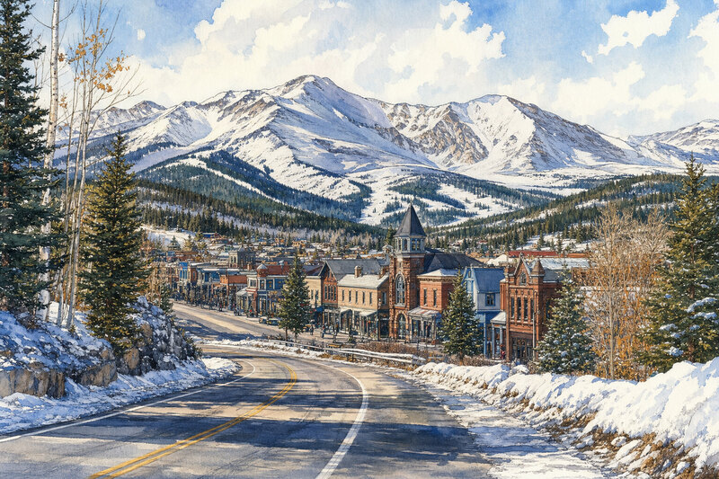 Mountain approach into Breckenridge from Denver side travel