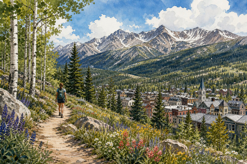 Summer hiking trail above treeline near Breckenridge