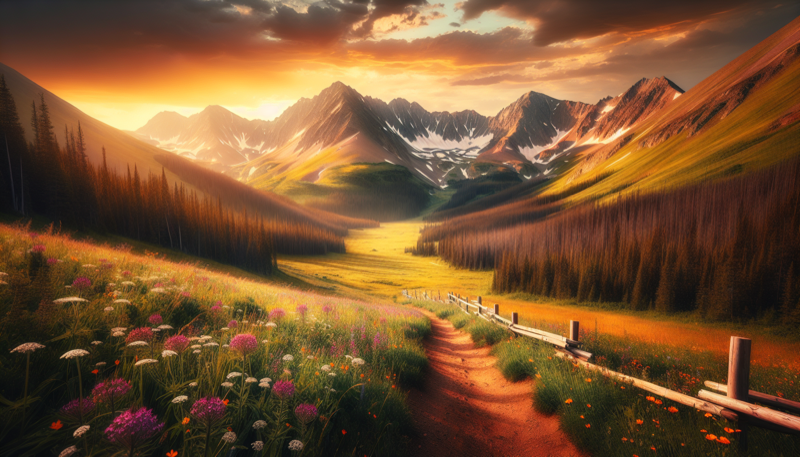 Quandary Peak 14er from Breckenridge with summer wildflowers and trail visible