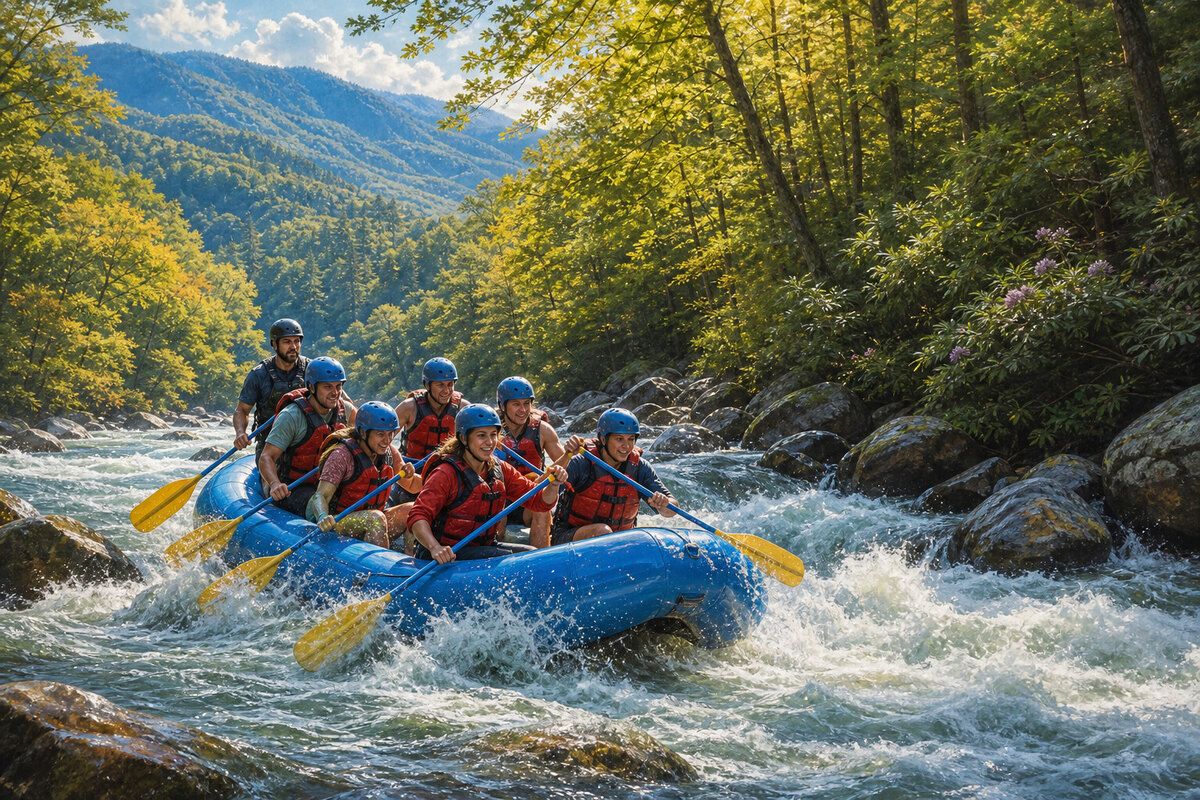 Guided rafting on the Nantahala River near Bryson City