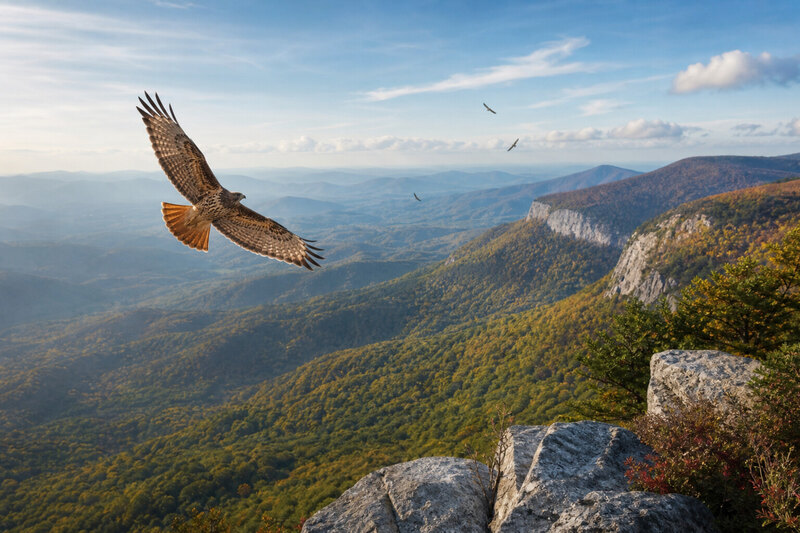 Hawk watching from a Blue Ridge overlook