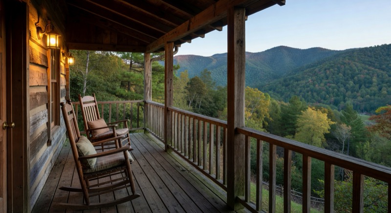 Mountain inn porch near Travelers Rest