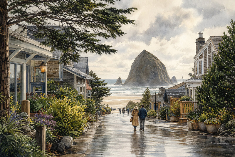 Cannon Beach Oregon town art galleries
