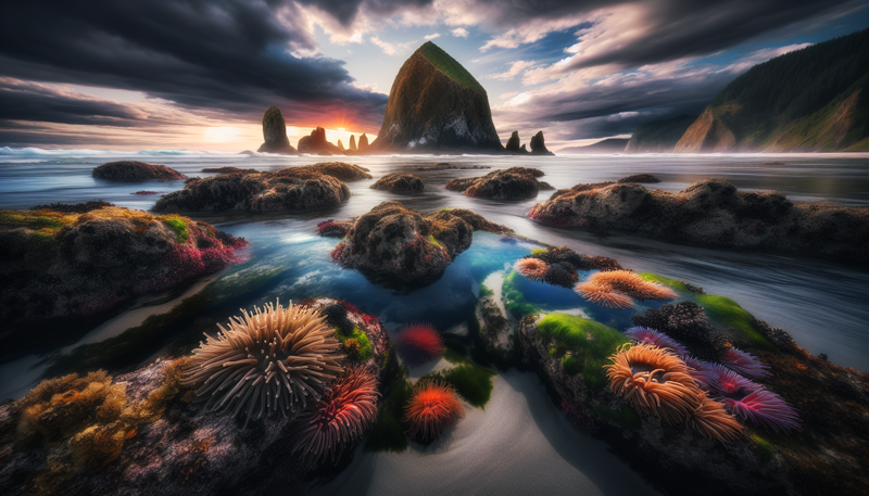 Haystack Rock at low tide Cannon Beach