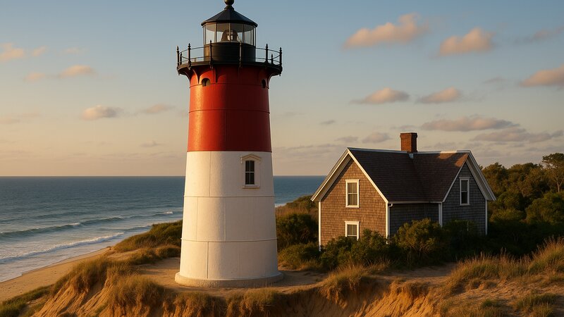 Cape Cod lighthouse scene