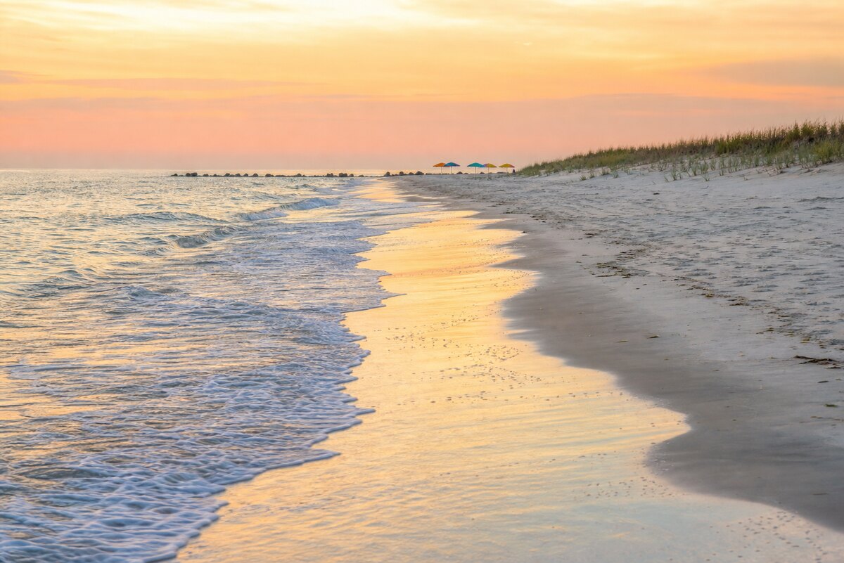 Cape May beach morning after arrival