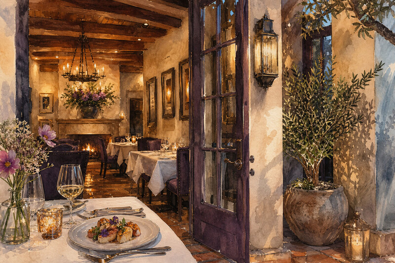 Dining room at Aubergine in Carmel