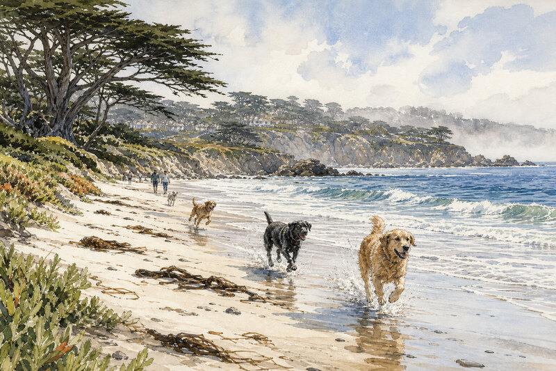 Dogs on Carmel Beach