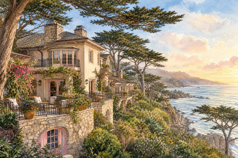 Tickle Pink Inn above the Carmel Highlands coast