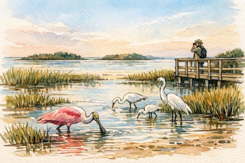Roseate spoonbill at Cedar Key