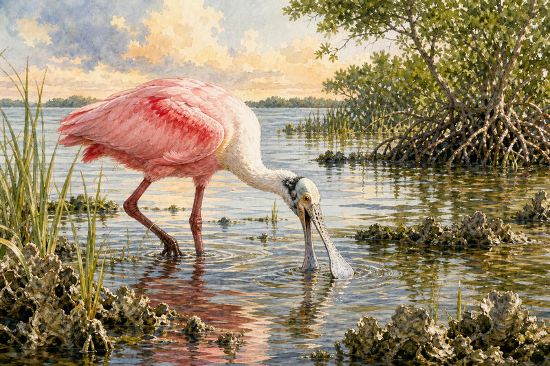 Roseate spoonbill at Cedar Key