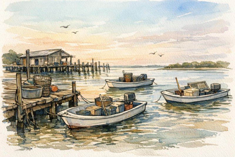 Cedar Key Florida clam farming boats