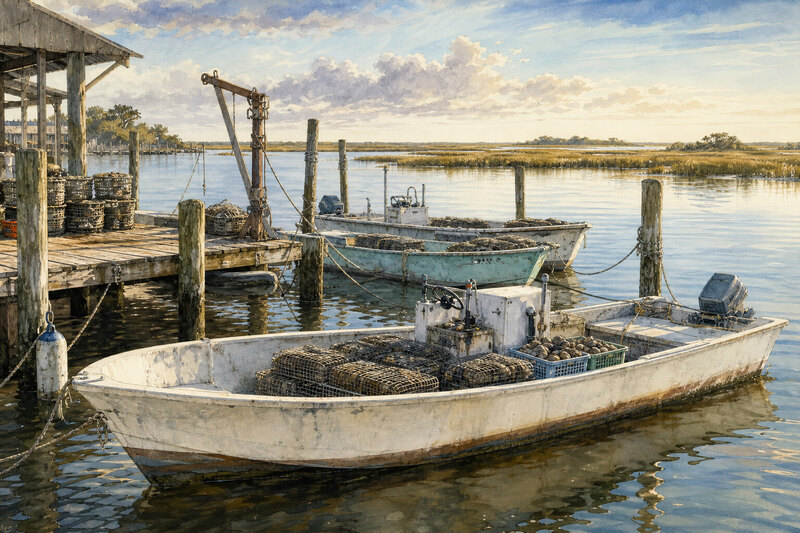 Cedar Key Florida clam farming boats