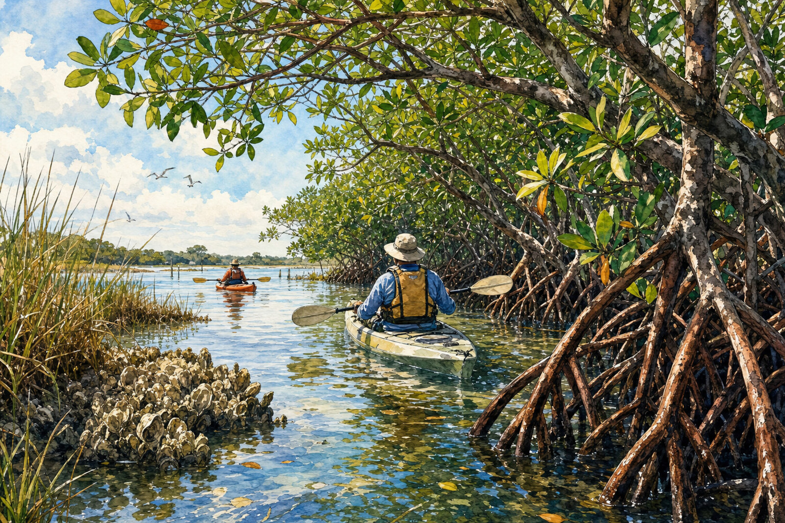 Kayaking around Cedar Key islands