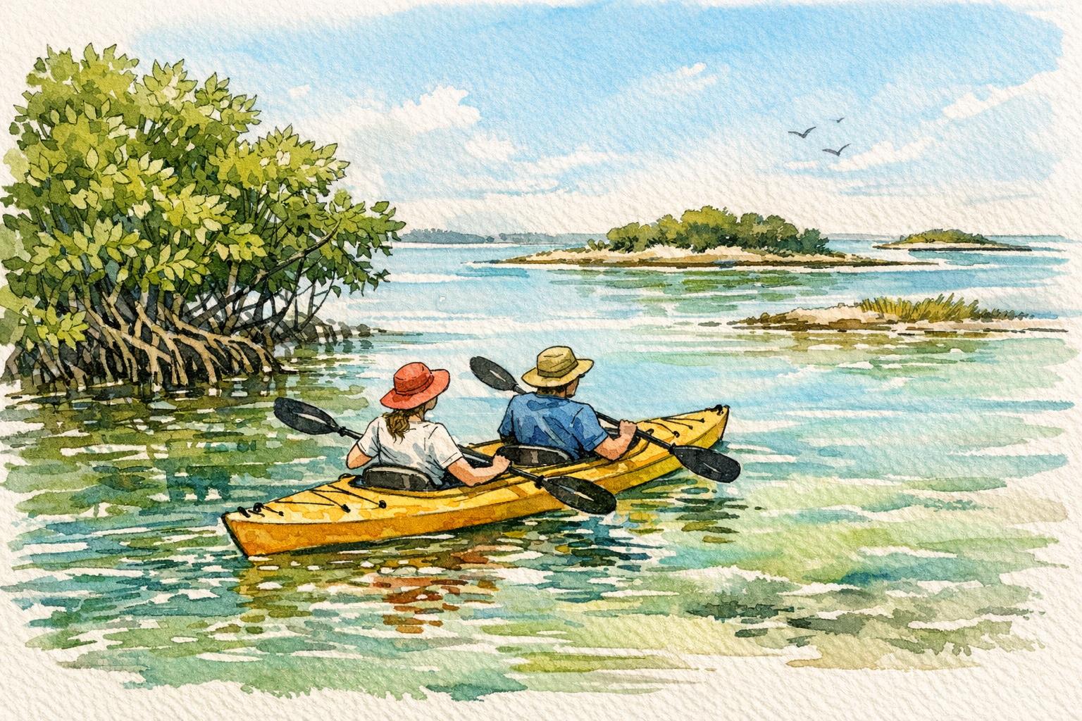 Kayaking around Cedar Key islands