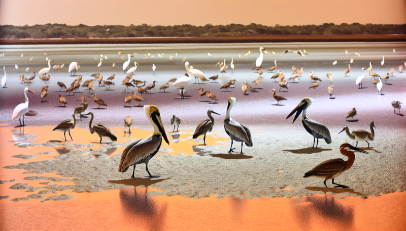 Shore birds at Cedar Key Florida tidal flats