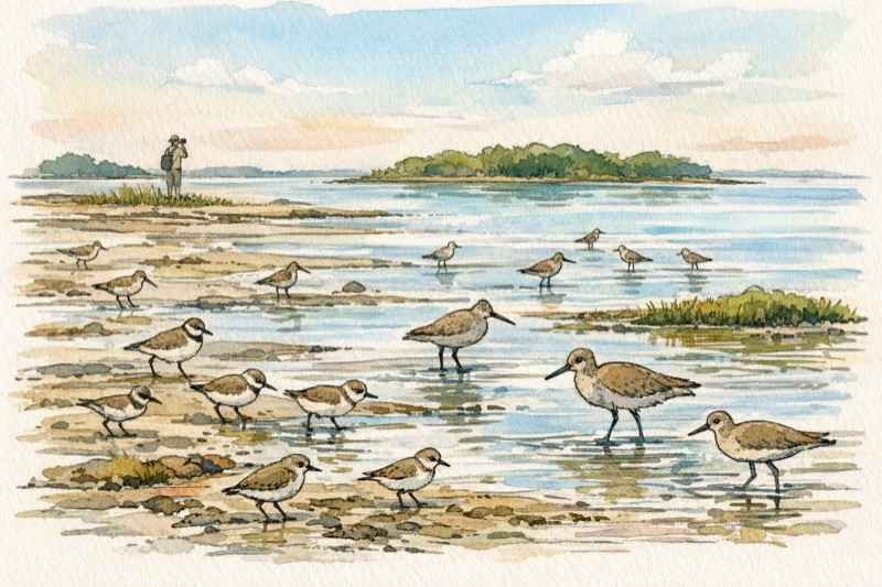 Shore birds at Cedar Key Florida tidal flats