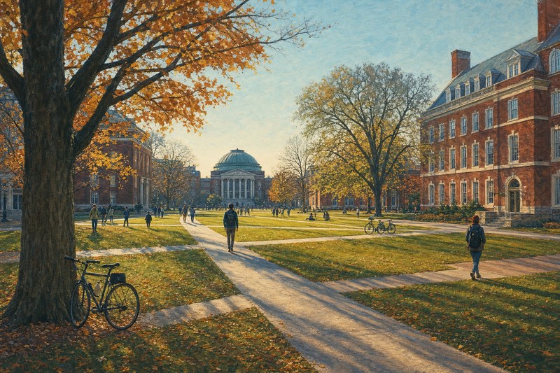 Quiet Sunday morning on the University of Illinois Main Quad
