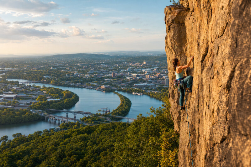 Outdoor climbing and trail scene near Chattanooga