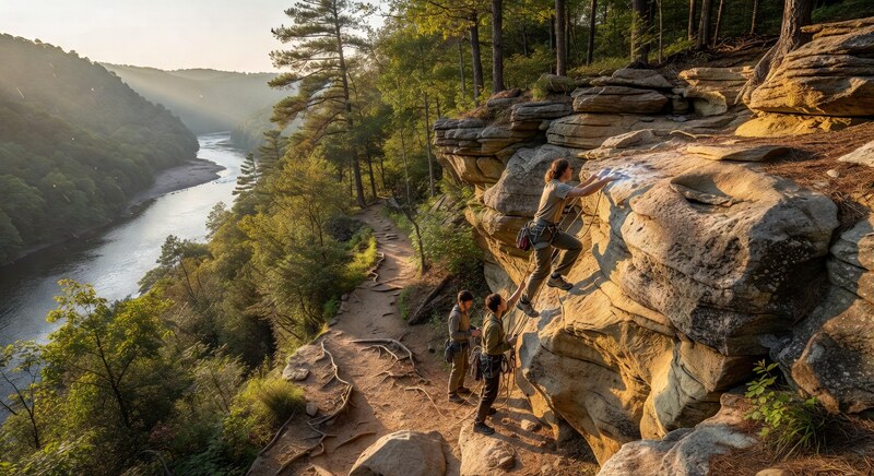 Outdoor climbing and trail scene near Chattanooga