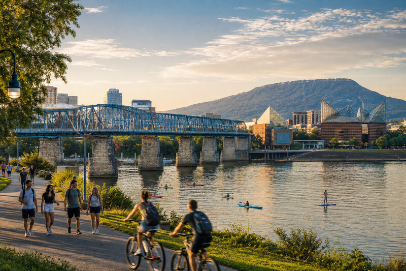 Chattanooga riverfront and Walnut Street Bridge